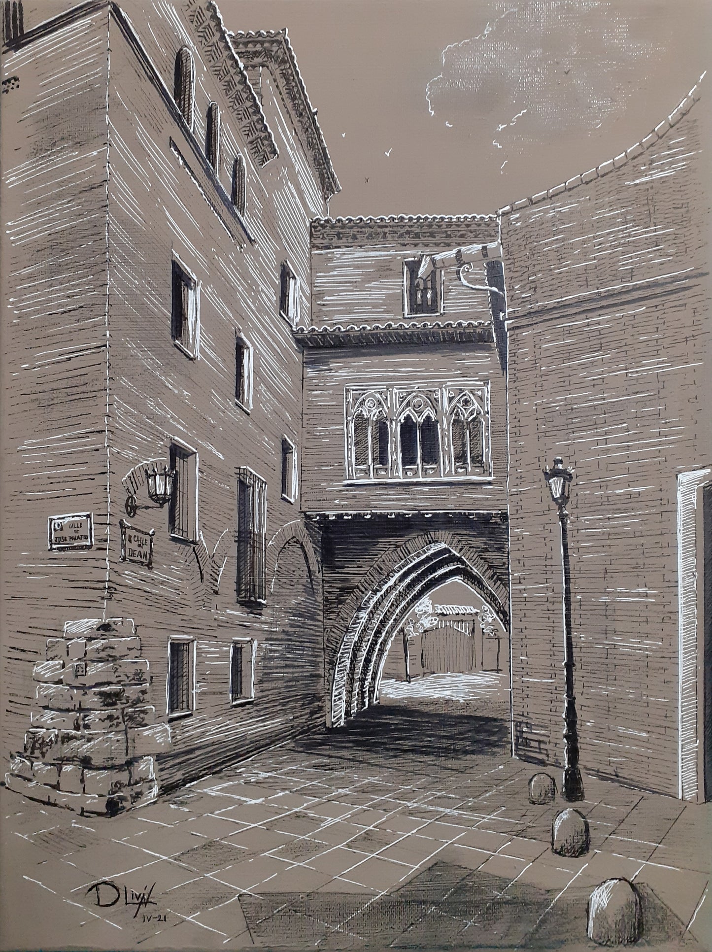 Arco del Dean 02 de Zaragoza. Técnica Mixta sobre lienzo 30x40 cm. Vendido