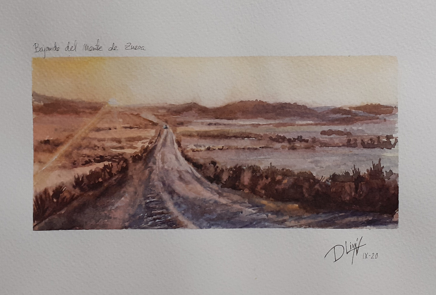 Bajando del monte de Zuera. Acuarela 32,5x46 cm. Vendida
