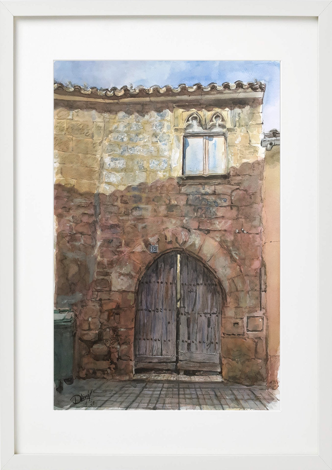 Casa en Luna. Acuarela 40x60 cm. Enmarcada 52x74 cm
