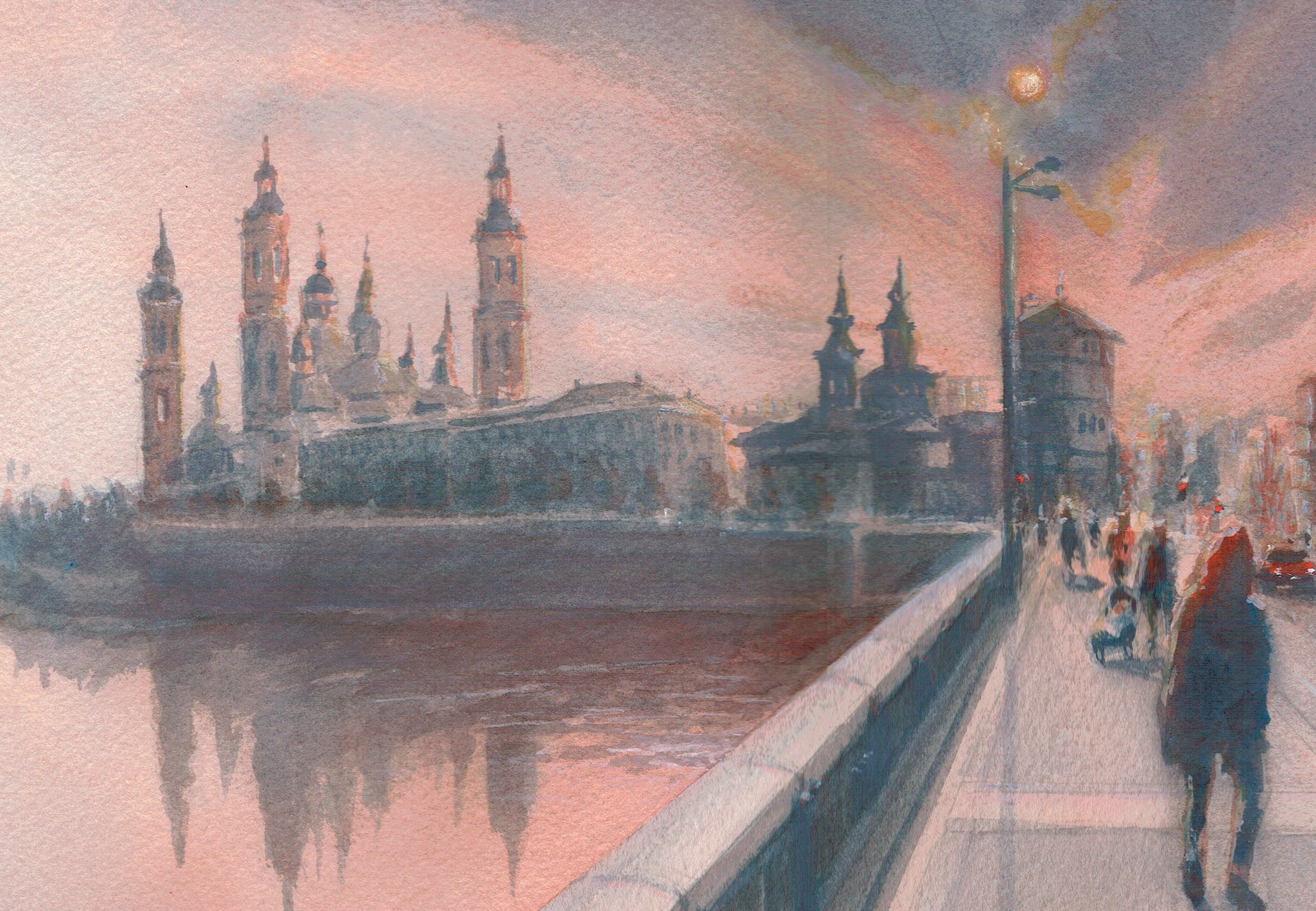 Detalle atardecer en Zaragoza