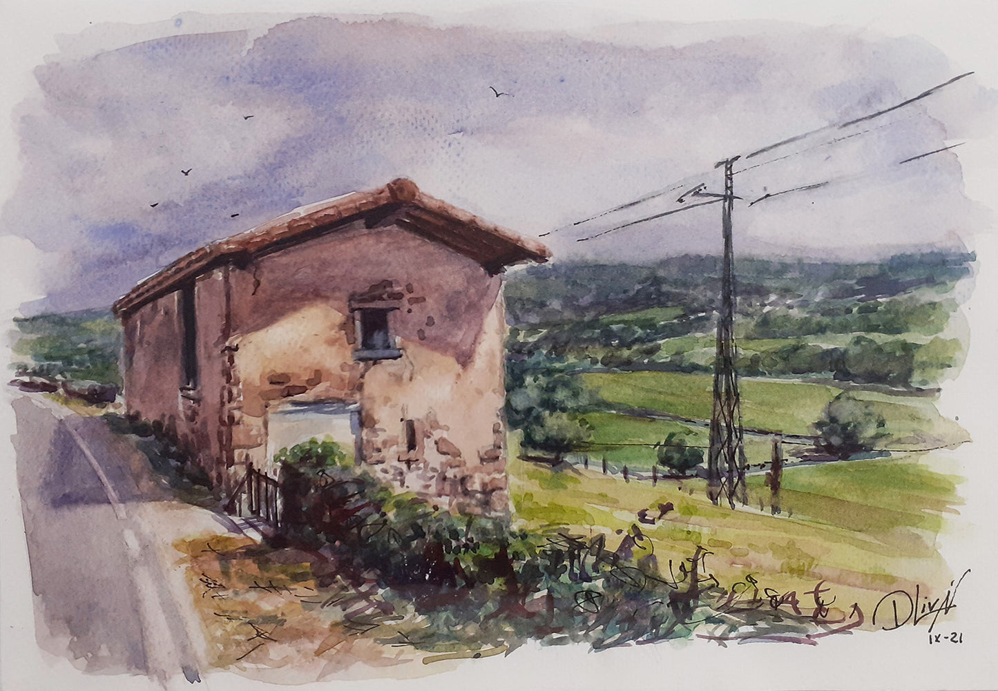 Gorostopolo. Erraztu (Navarra). Acuarela 01. 26x18 cm