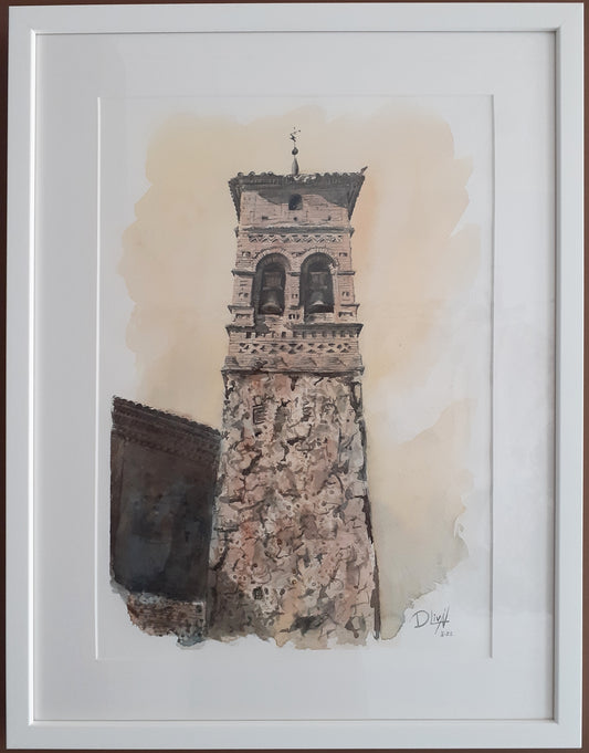 Iglesia de San Mateo antes de su restauración. Acuarela 50x35 cm. Vendida
