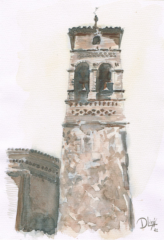 Iglesia de San Mateo antes de su restauración. Acuarela 21x28,5 cm