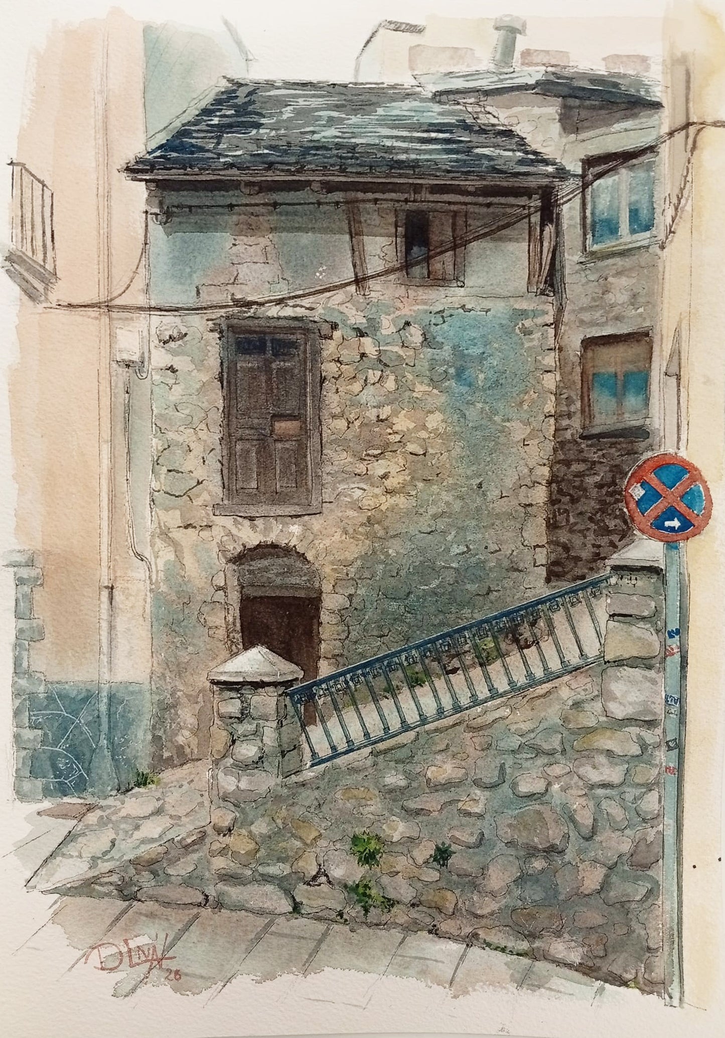 Panticosa 01. Calle San Miguel. Acuarela 29,7x42 cm