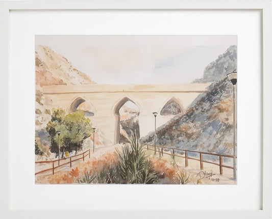 Arco de la Mora, Zuera. Acuarela 40x30 cm. Enmarcado cristal