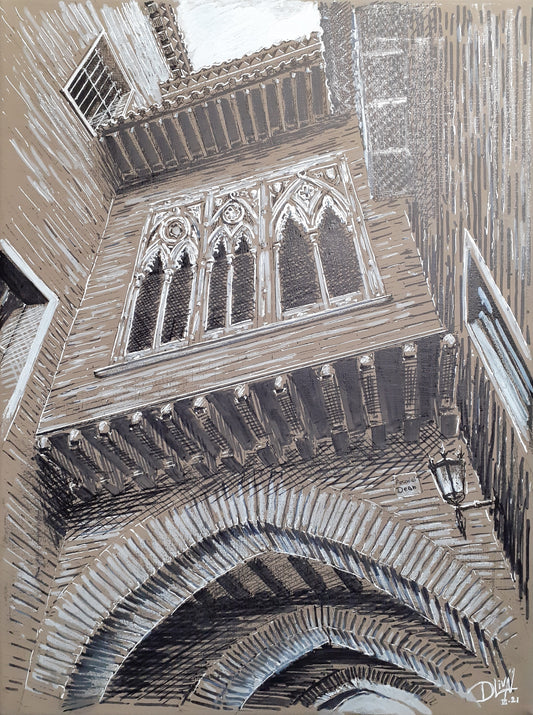 Arco del Dean de Zaragoza. Técnica Mixta sobre lienzo 30x40 cm