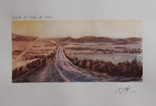 Bajando del monte de Zuera. Acuarela 32,5x46 cm. Vendida