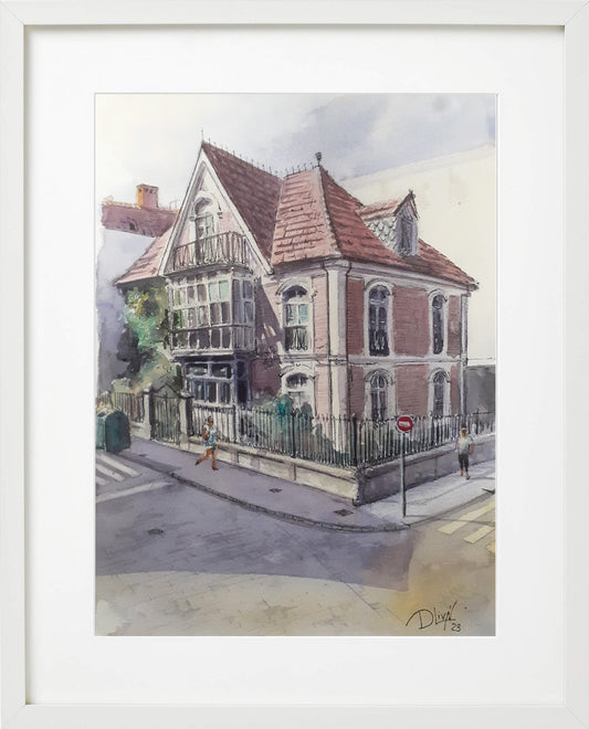 Casa del Doctor Bringas Santoña. Acuarela 29,7x42 cm