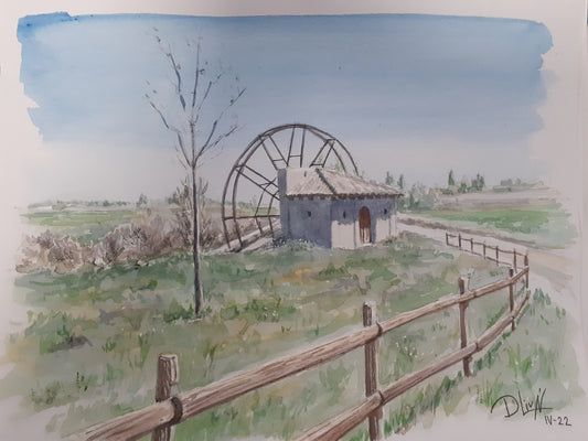 Noria de San Jorge, Huesca. Acuarela 28,5x21 cm